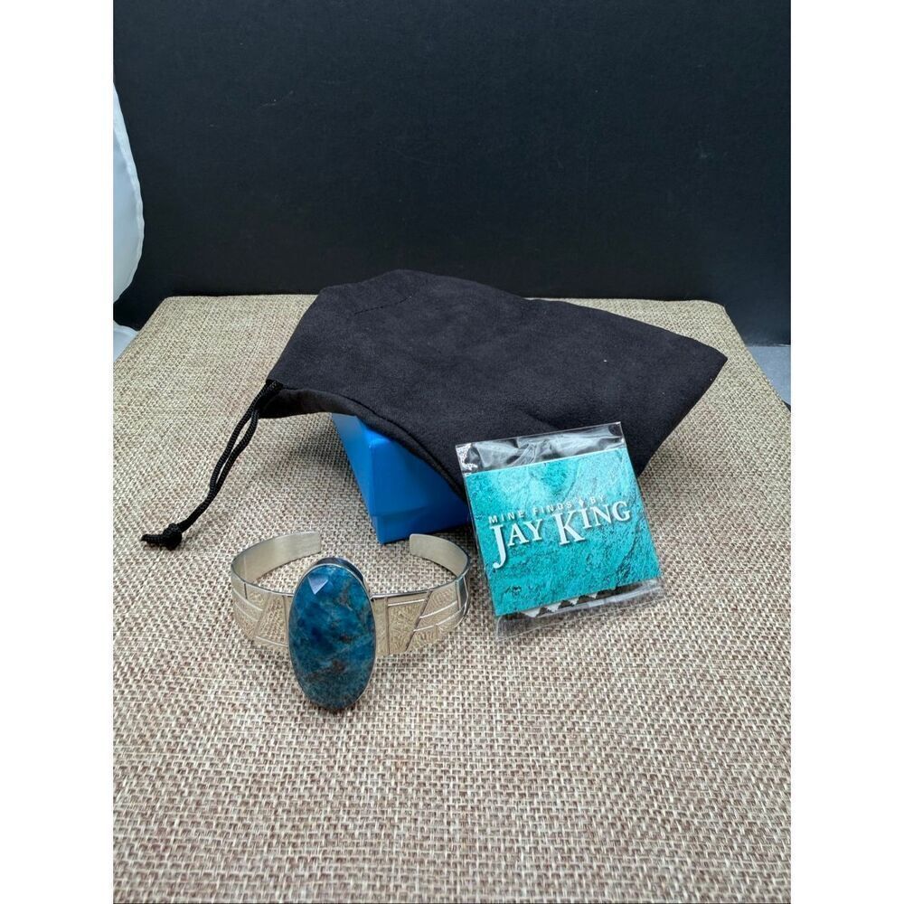 Jay King Mine Finds Sterling Silver Cuff Bracelet Large Oval Blue Apatite/New